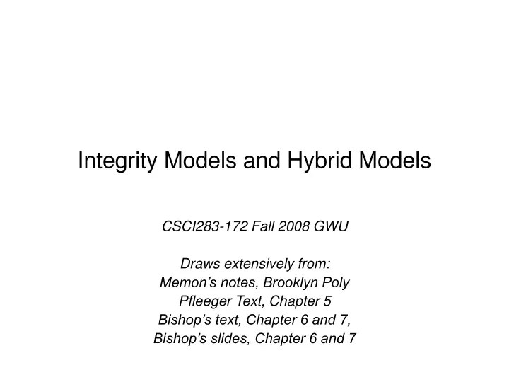 integrity models and hybrid models