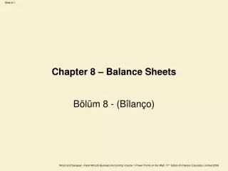 Chapter 8 – Balance Sheets