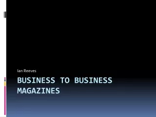 Business to business Magazines