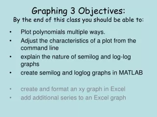 Graphing 3 Objectives: By the end of this class you should be able to: