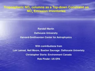 Tropospheric NO 2  columns as a Top-down Constraint on NO x  Emission Inventories