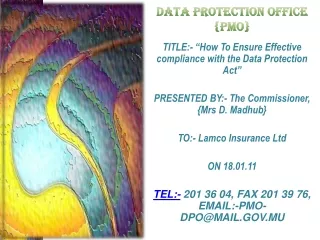 DATA PROTECTION OFFICE {PMO}