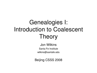 Genealogies I: Introduction to Coalescent Theory