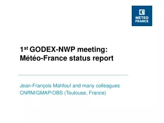 1 st  GODEX-NWP meeting: Météo-France status report