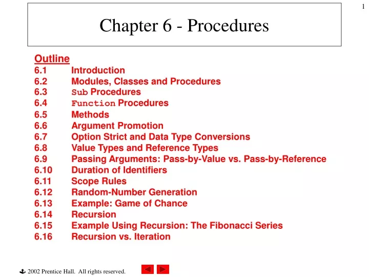 chapter 6 procedures