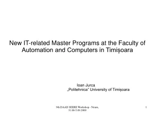 New IT-related Master Programs at the Faculty of Automation and Computers in Timi?oara