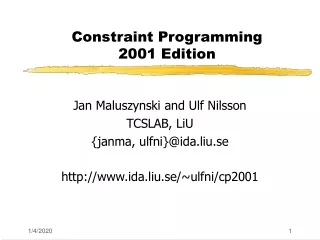 Constraint Programming  2001 Edition