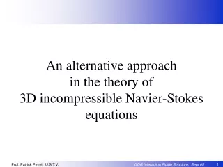 An alternative approach  in the theory of  3D incompressible Navier-Stokes equations