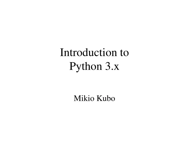 introduction to python 3 x
