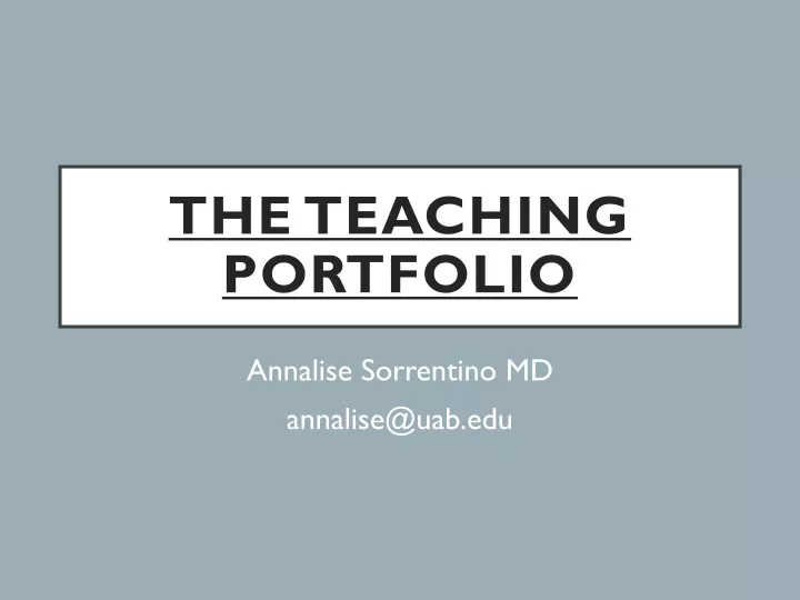 the teaching portfolio