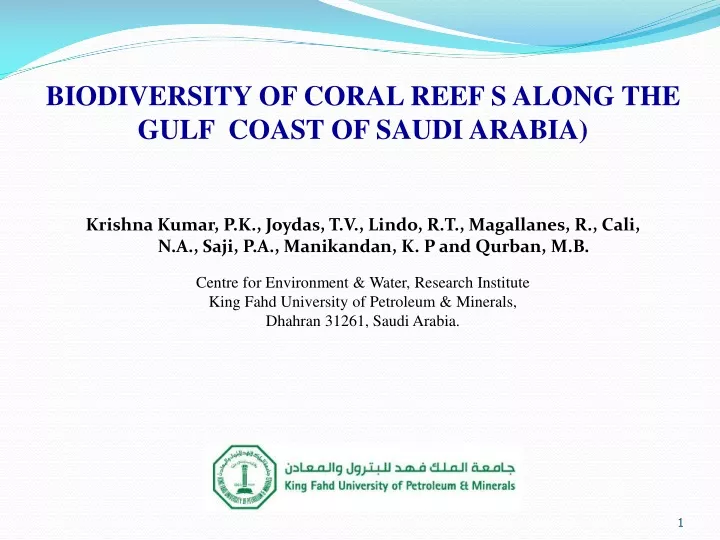 biodiversity of coral reef s along the gulf coast of saudi arabia