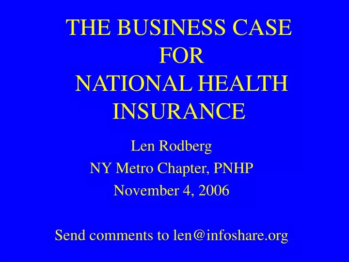 the business case for national health insurance