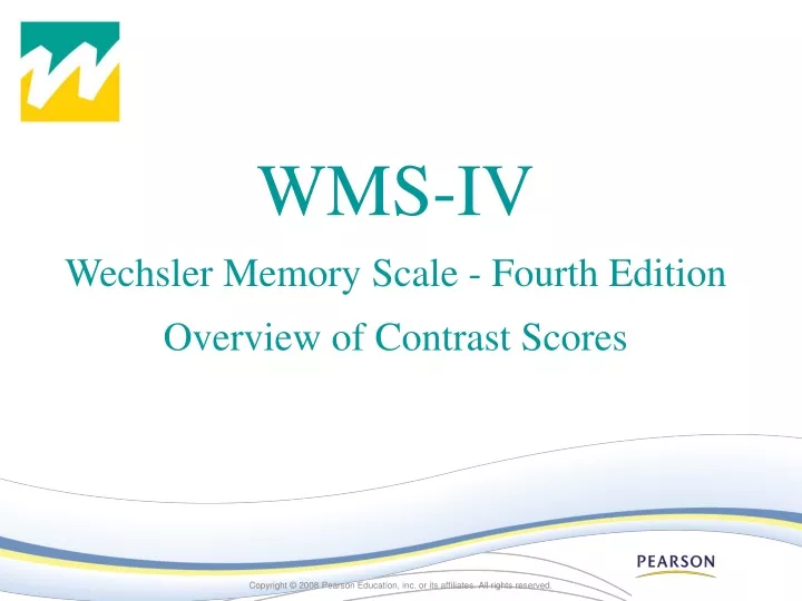 wms iv wechsler memory scale fourth edition