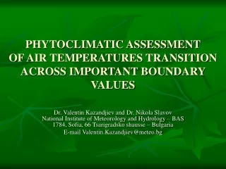 PHYTOCLIMATIC ASSESSMENT  OF AIR TEMPERATURES TRANSITION ACROSS IMPORTANT BOUNDARY VALUES