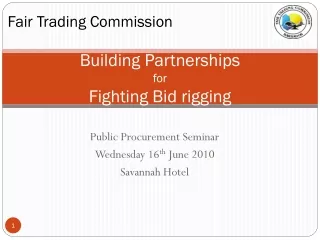 Building Partnerships  for  Fighting Bid rigging
