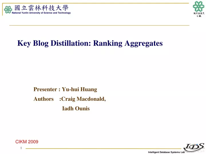 key blog distillation ranking aggregates