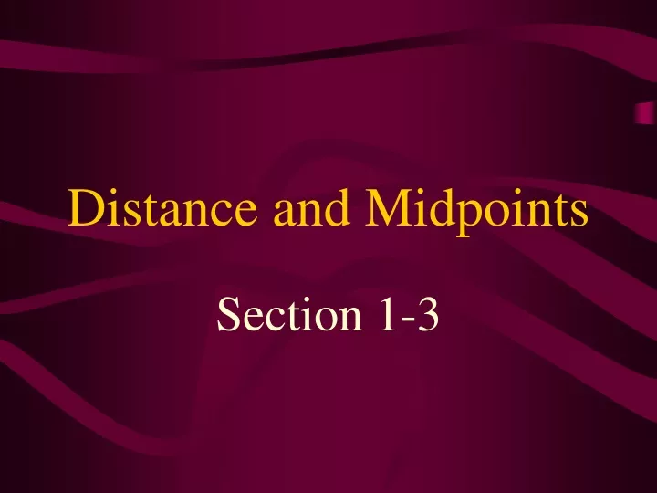 distance and midpoints