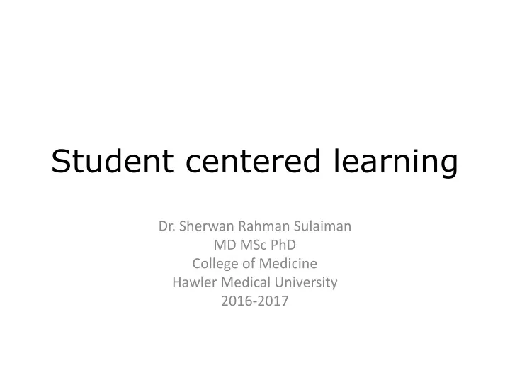 student centered learning