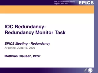IOC Redundancy: Redundancy Monitor Task