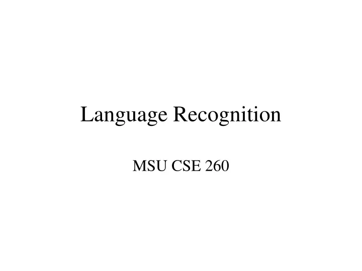 language recognition
