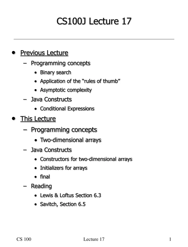 cs100j lecture 17