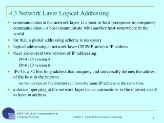 4.3 Network Layer Logical Addressing