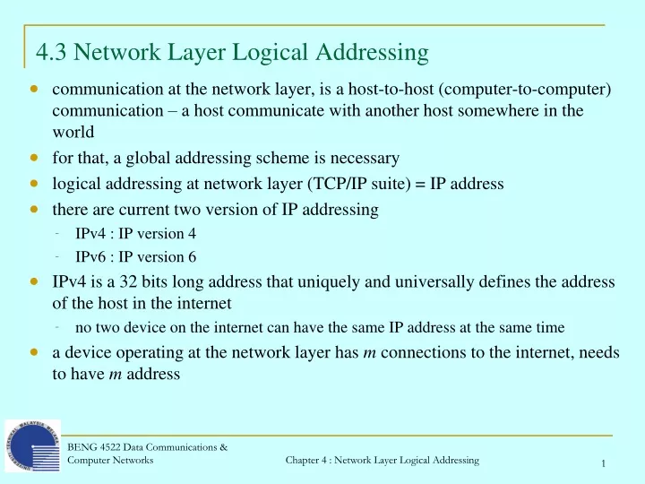 4 3 network layer logical addressing