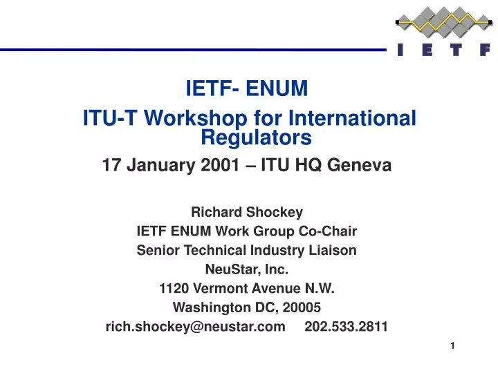 ietf enum itu t workshop for international