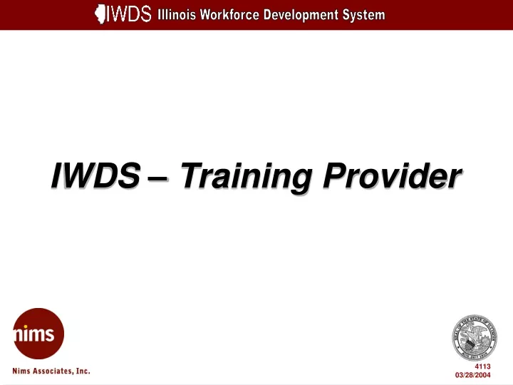 iwds training provider