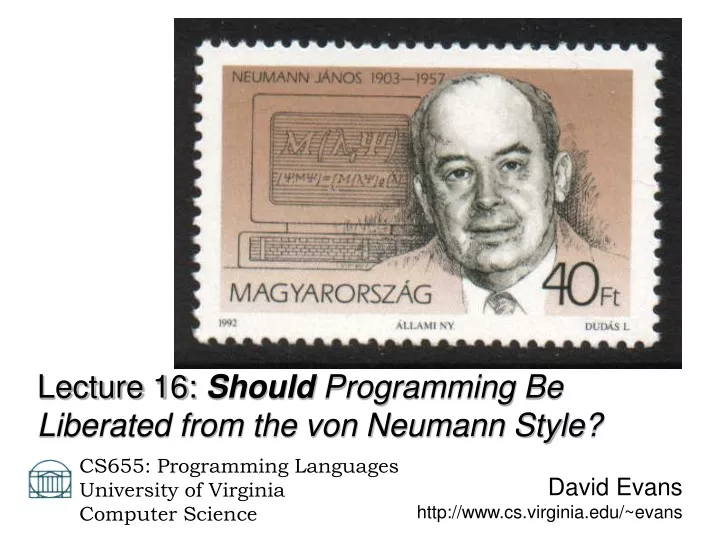 david evans http www cs virginia edu evans