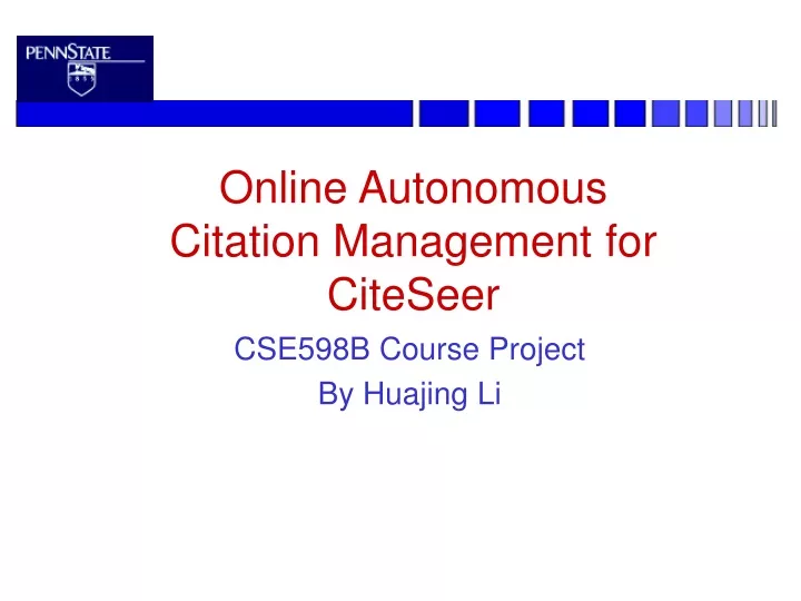 online autonomous citation management for citeseer