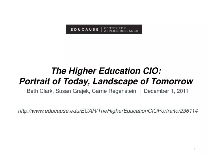 the higher education cio portrait of today landscape of tomorrow