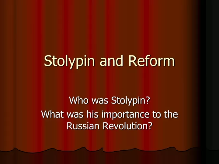 stolypin and reform