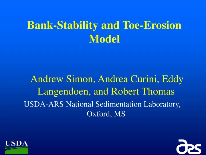 bank stability and toe erosion model