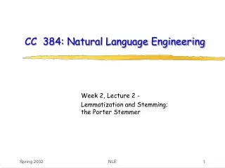 CC  384: Natural Language Engineering