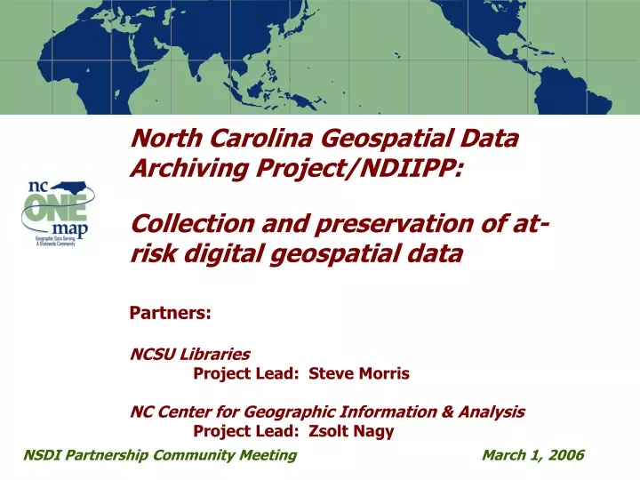 north carolina geospatial data archiving project