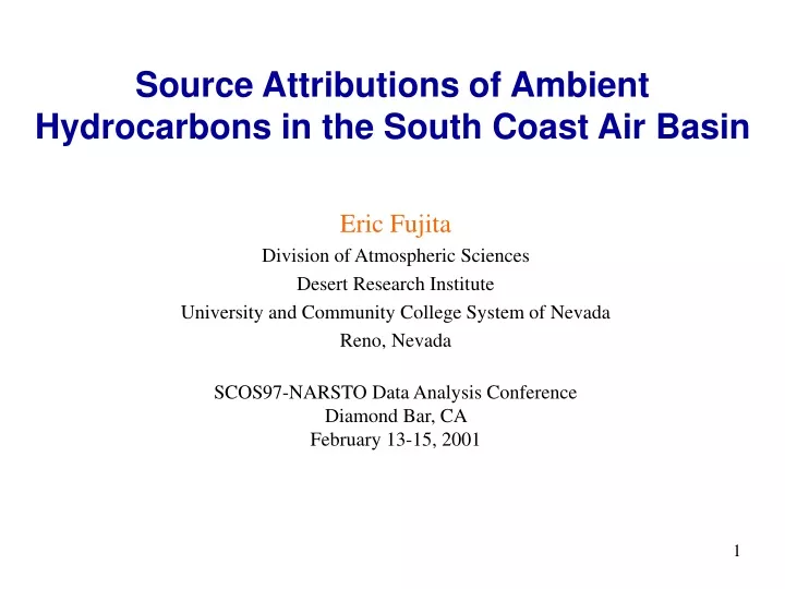 source attributions of ambient hydrocarbons in the south coast air basin