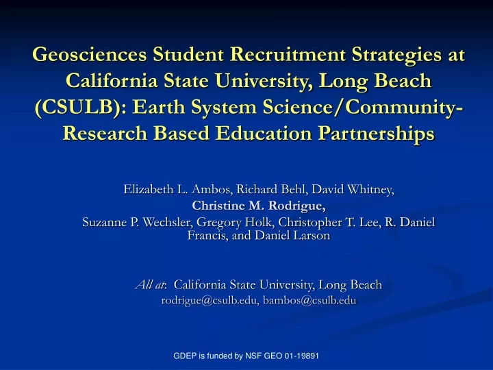 geosciences student recruitment strategies