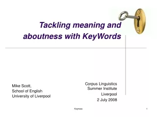 Tackling meaning and aboutness with KeyWords