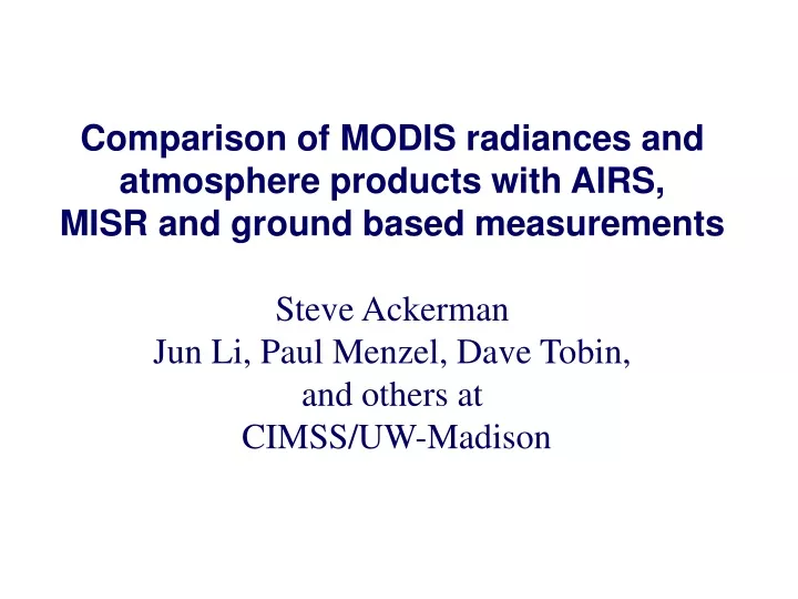 comparison of modis radiances and atmosphere
