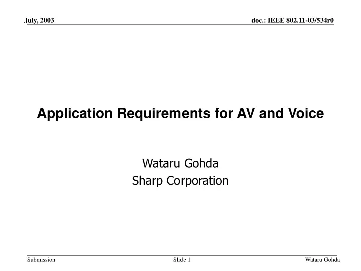 application requirements for av and voice