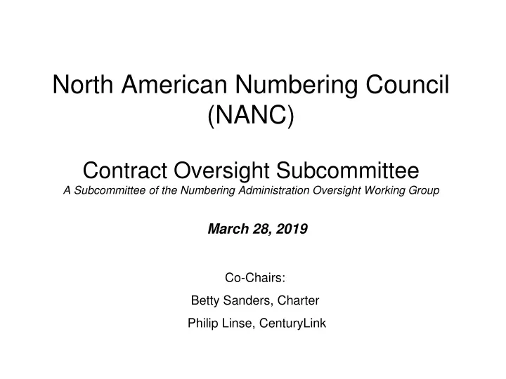 north american numbering council nanc contract