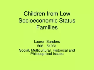 Children from Low Socioeconomic Status Families