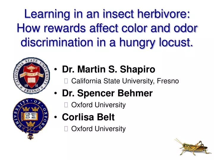 learning in an insect herbivore how rewards affect color and odor discrimination in a hungry locust