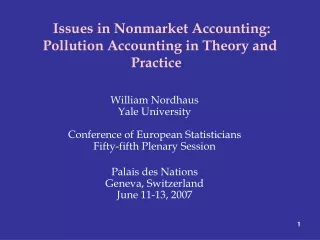 Issues in Nonmarket Accounting: Pollution Accounting in Theory and Practice  