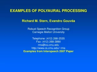 EXAMPLES OF POLYAURAL PROCESSING