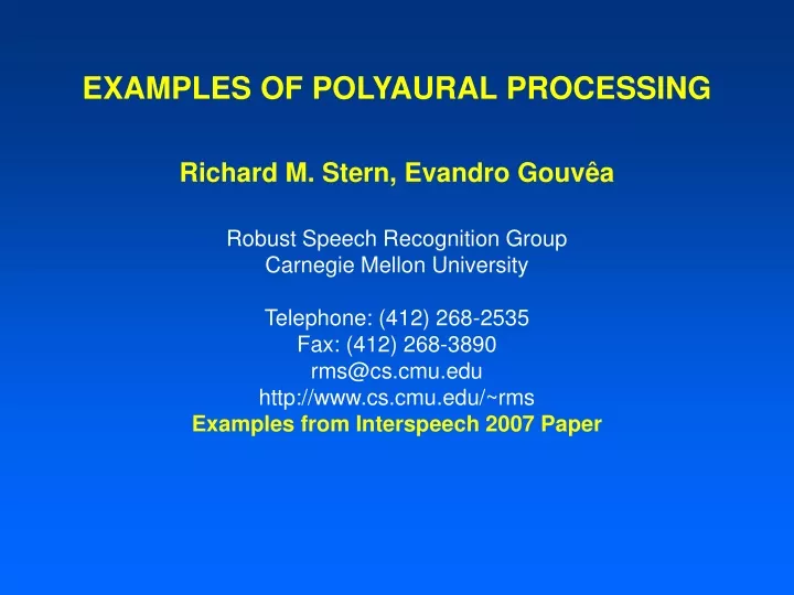 examples of polyaural processing