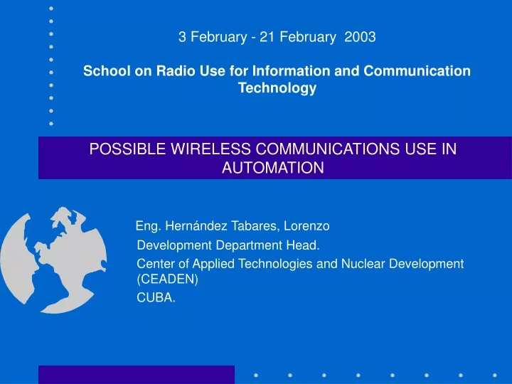 3 february 21 february 2003 school on radio use for information and communication technology