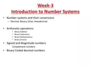 Week-3 Introduction  to  Number Systems