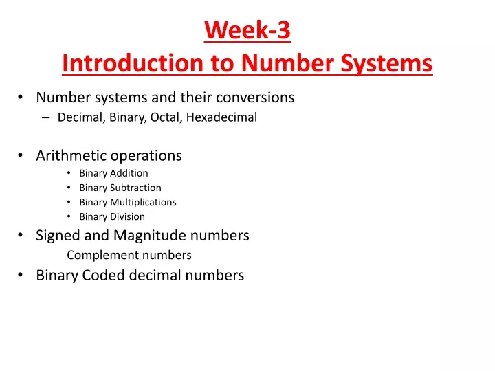 week 3 introduction to number systems